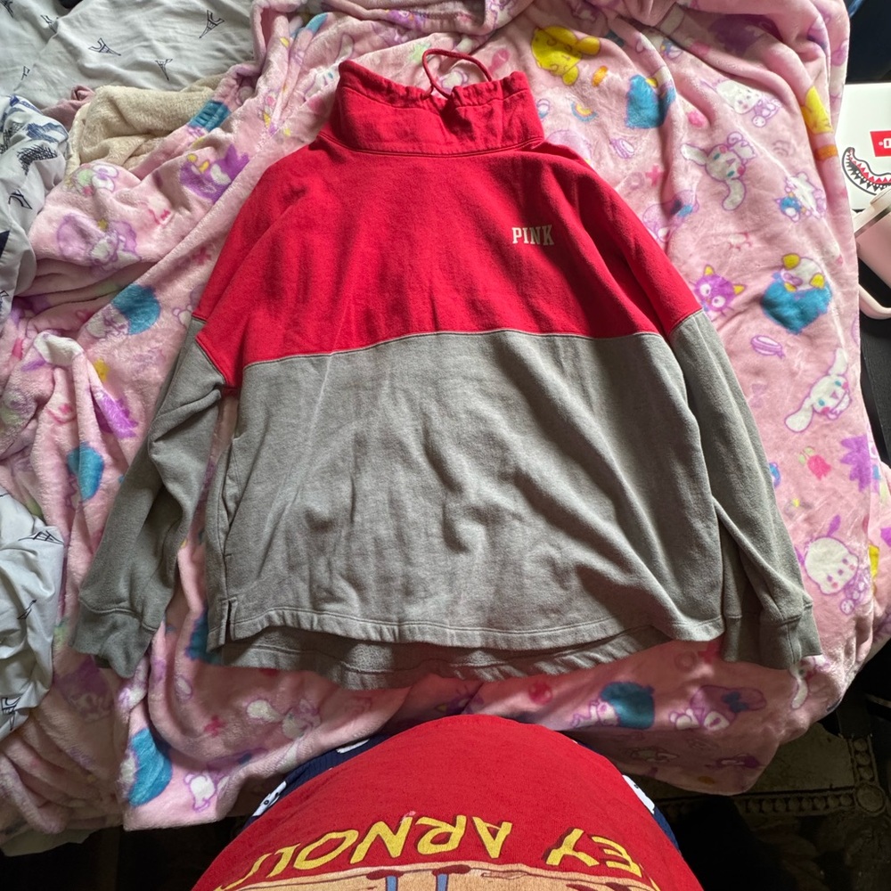 PINK Victoria's Secret Colorblock Sweatshirt Red and Gray